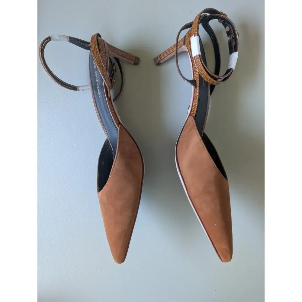 NIB Veronica Beard Colette Pointed-toe Ankle Strap Pump Size US 9M Caramel